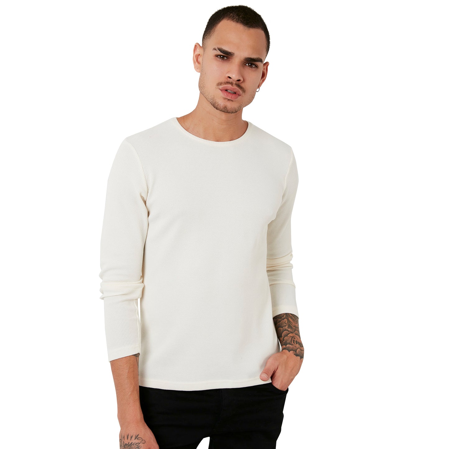 Buratti Pamuklu Bisiklet Yaka Slim Fit Basic Erkek Sweat 5905073 EKRU