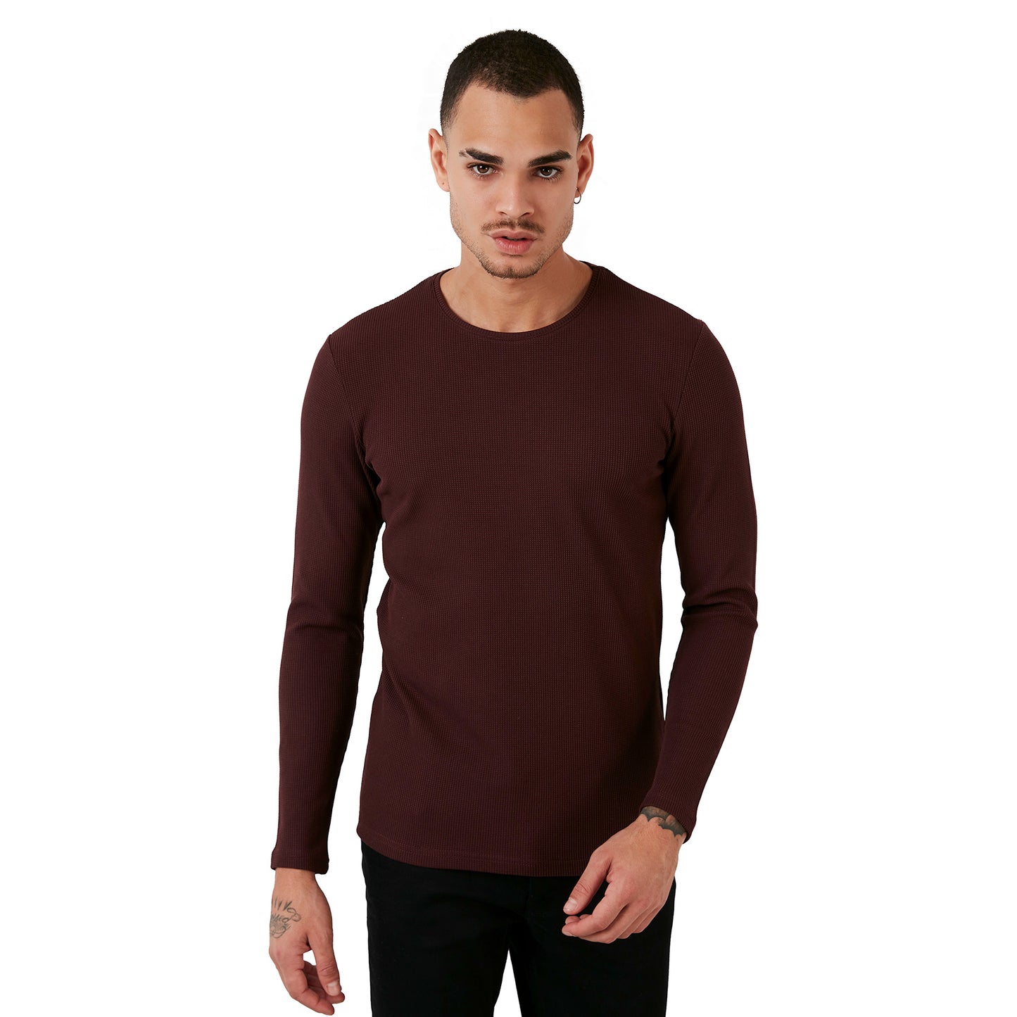 Buratti Pamuklu Bisiklet Yaka Slim Fit Basic Erkek Sweat 5905073 VİŞNE