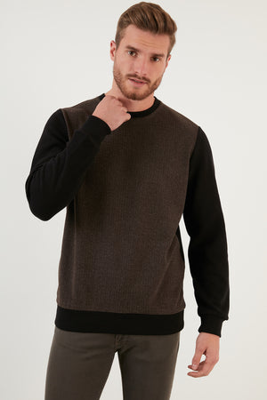 Buratti Pamuklu Regular Fit Bisiklet Yaka Erkek Sweat 59052111 KAHVE