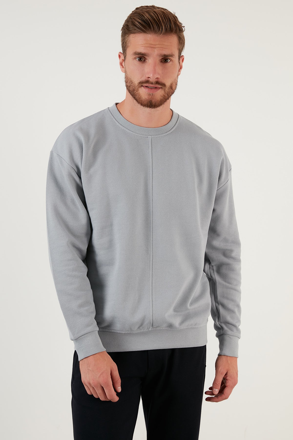 Buratti Regular Fit Bisiklet Yaka Pamuklu Erkek Sweat 59052721 AÇIK GRİ