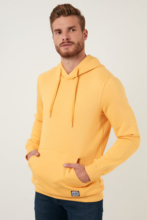 Buratti Slim Fit Kapüşonlu Kanguru Cepli İçi Tüylü Yumuşak Şardonlu Erkek Sweat 5905281 HARDAL
