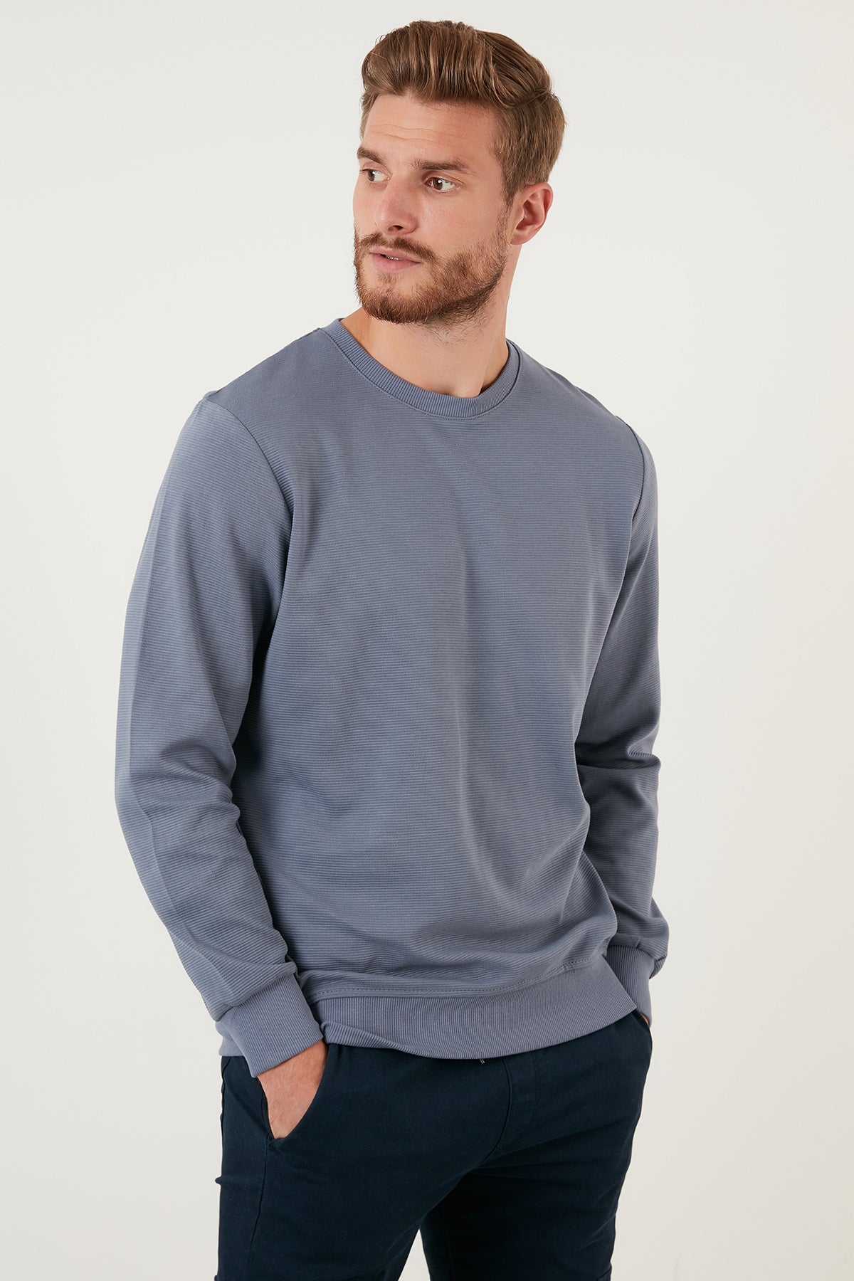 Buratti Regular Fit Bisiklet Yaka Pamuklu Erkek Sweat 5905313 KOYU GRİ