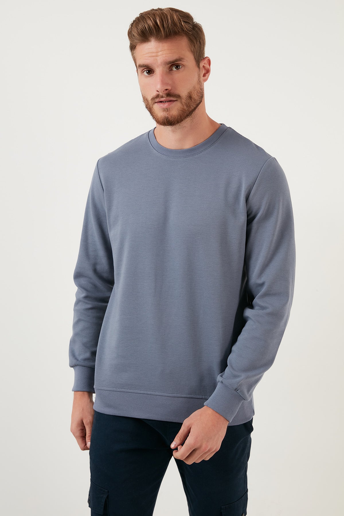 Buratti Regular Fit Bisiklet Yaka Pamuklu Erkek Sweat 5905313 KOYU GRİ