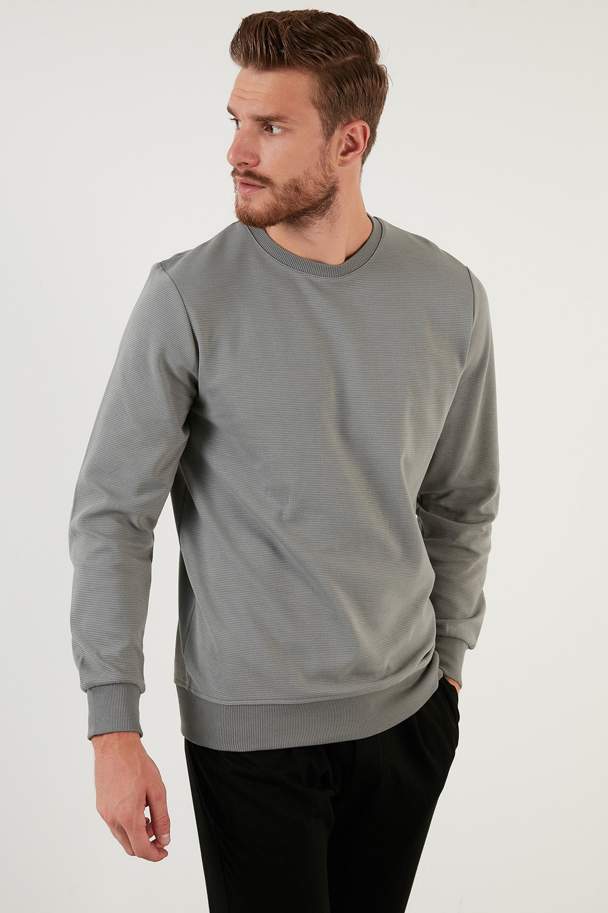 Buratti Regular Fit Bisiklet Yaka Pamuklu Erkek Sweat 5905313 AÇIK HAKİ