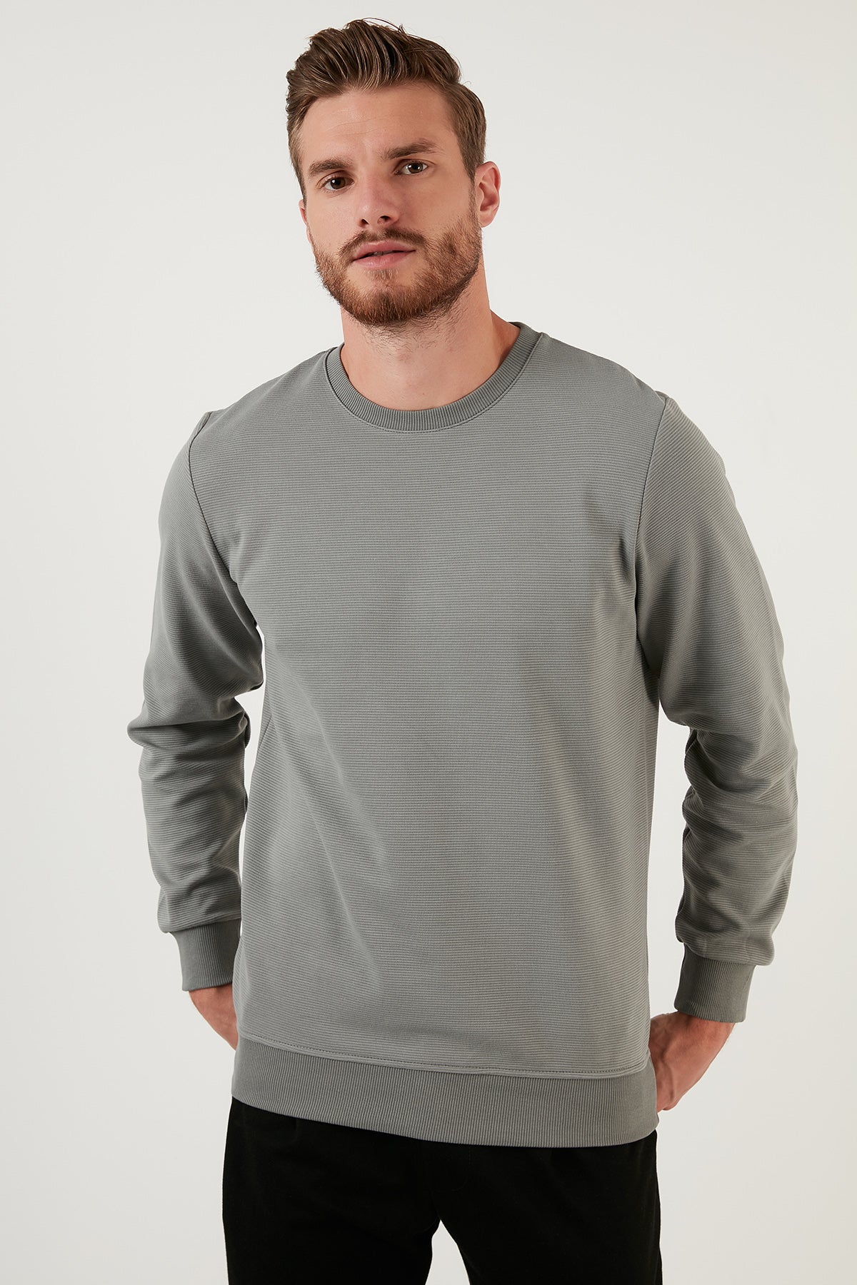 Buratti Regular Fit Bisiklet Yaka Pamuklu Erkek Sweat 5905313 AÇIK HAKİ