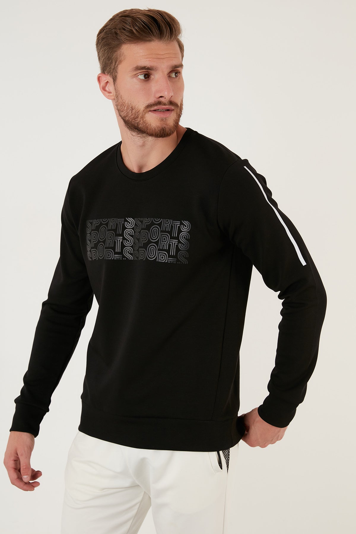 Buratti Baskılı Regular Fit Bisiklet Yaka Pamuklu Erkek Sweat 5905327 SİYAH