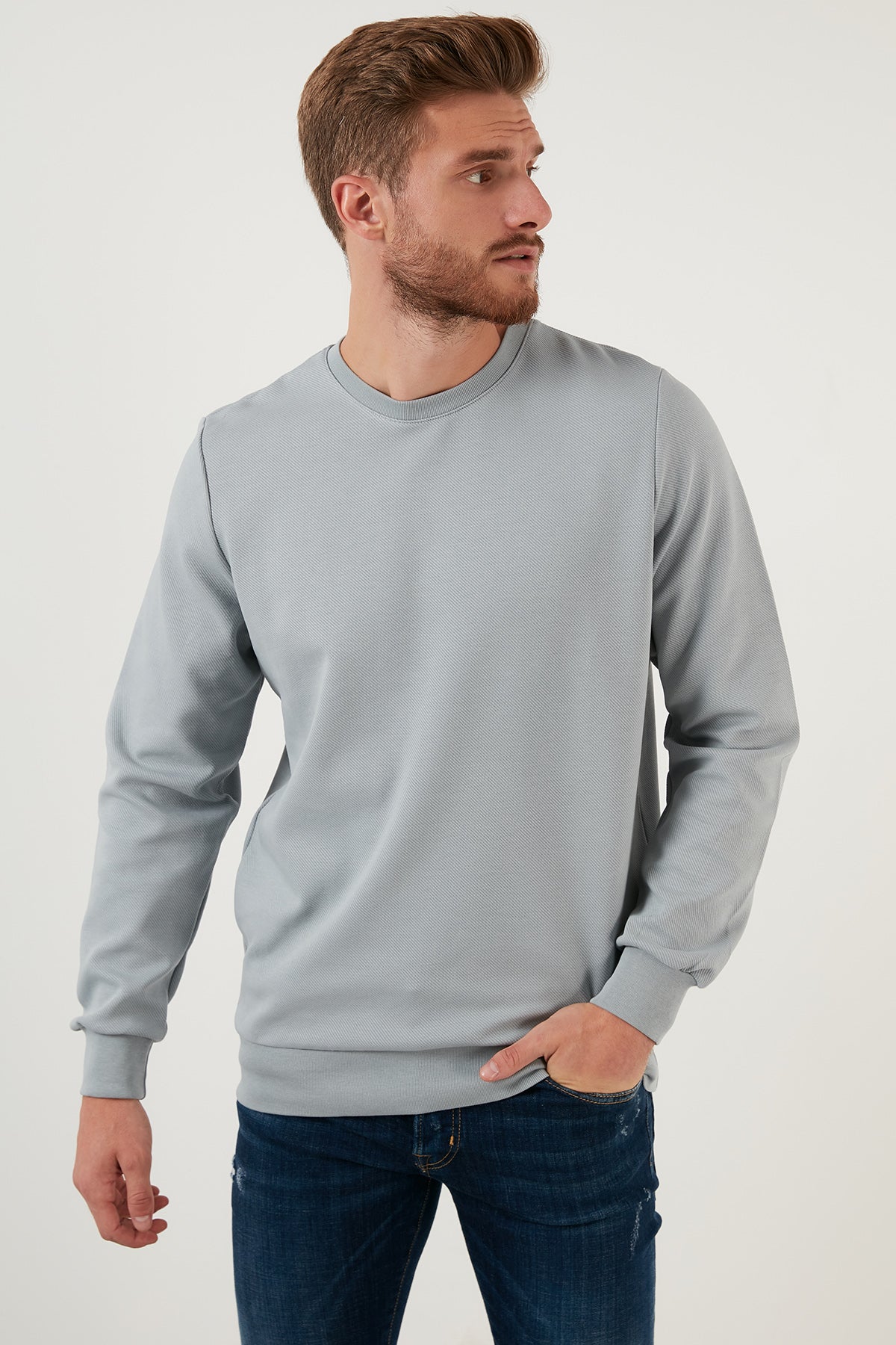 Buratti Regular Fit Bisiklet Yaka Pamuklu Erkek Sweat 5905337 AÇIK GRİ