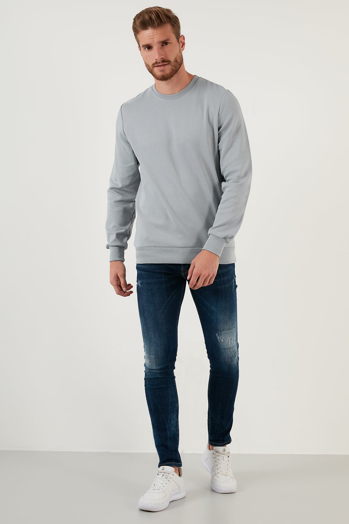 Buratti Regular Fit Bisiklet Yaka Pamuklu Erkek Sweat 5905337 AÇIK GRİ