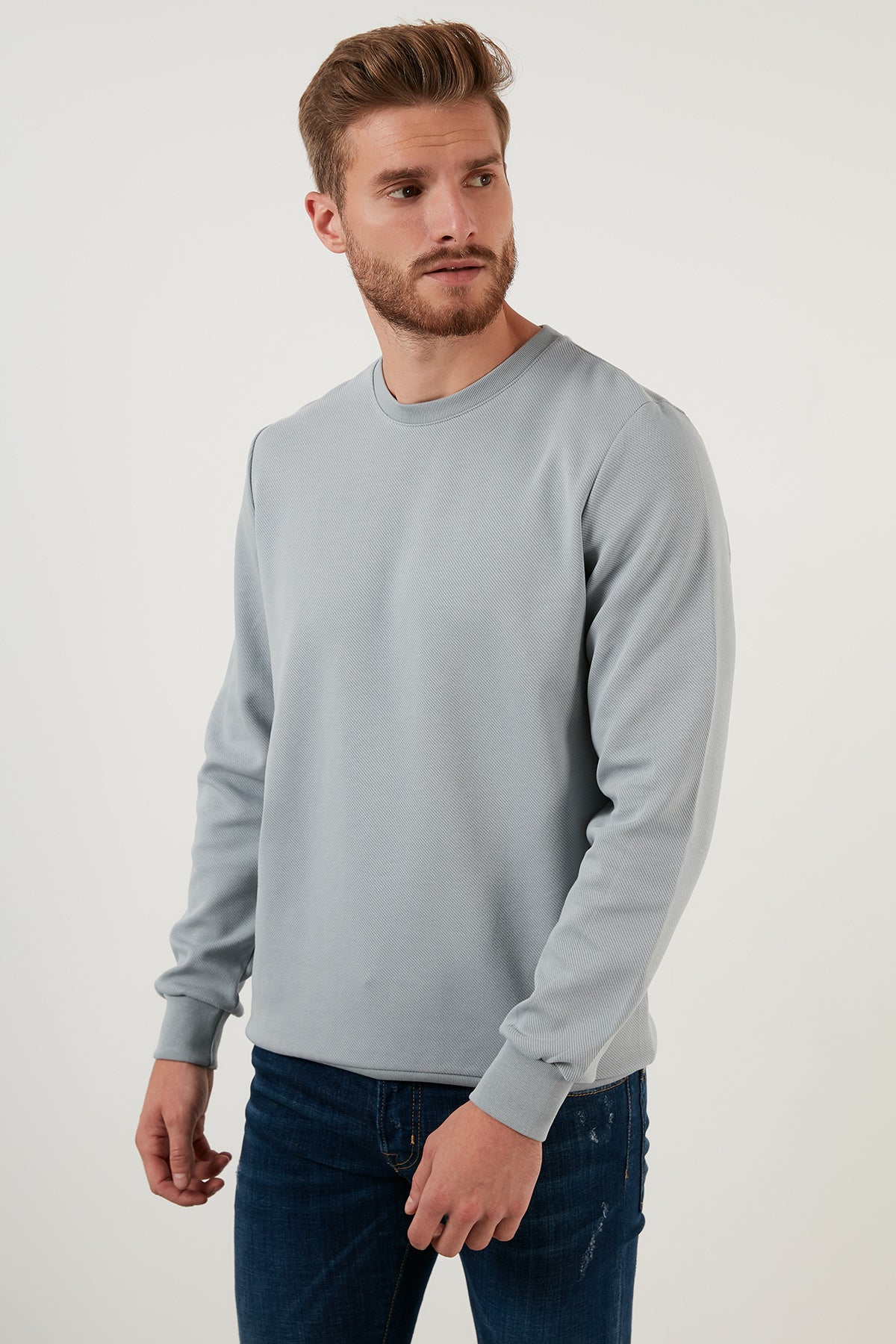 Buratti Regular Fit Bisiklet Yaka Pamuklu Erkek Sweat 5905337 AÇIK GRİ