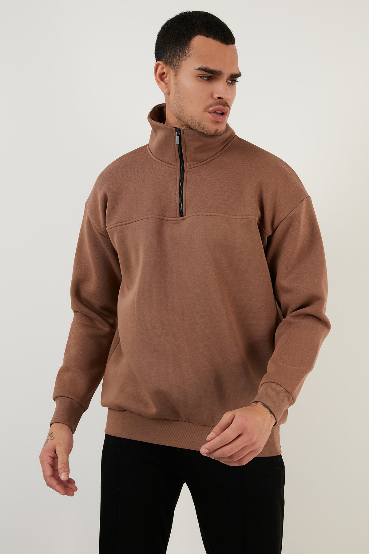 Buratti Regular Fit Pamuklu İçi Tüylü Yumuşak Şardonlu Kışlık Erkek Sweat 59053431 SÜTLÜ KAHVE