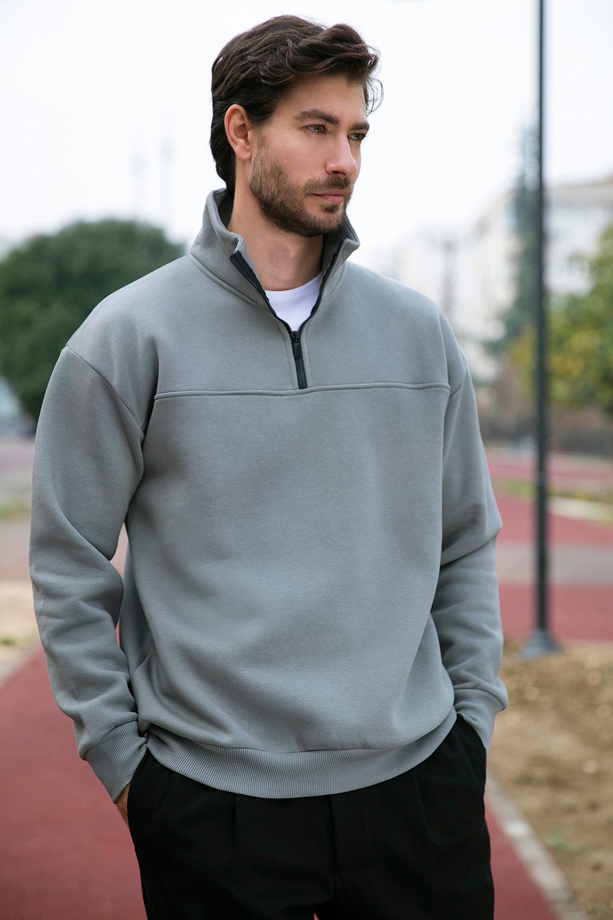 Buratti Regular Fit Pamuklu İçi Tüylü Yumuşak Şardonlu Kışlık Erkek Sweat 59053431 AÇIK HAKİ