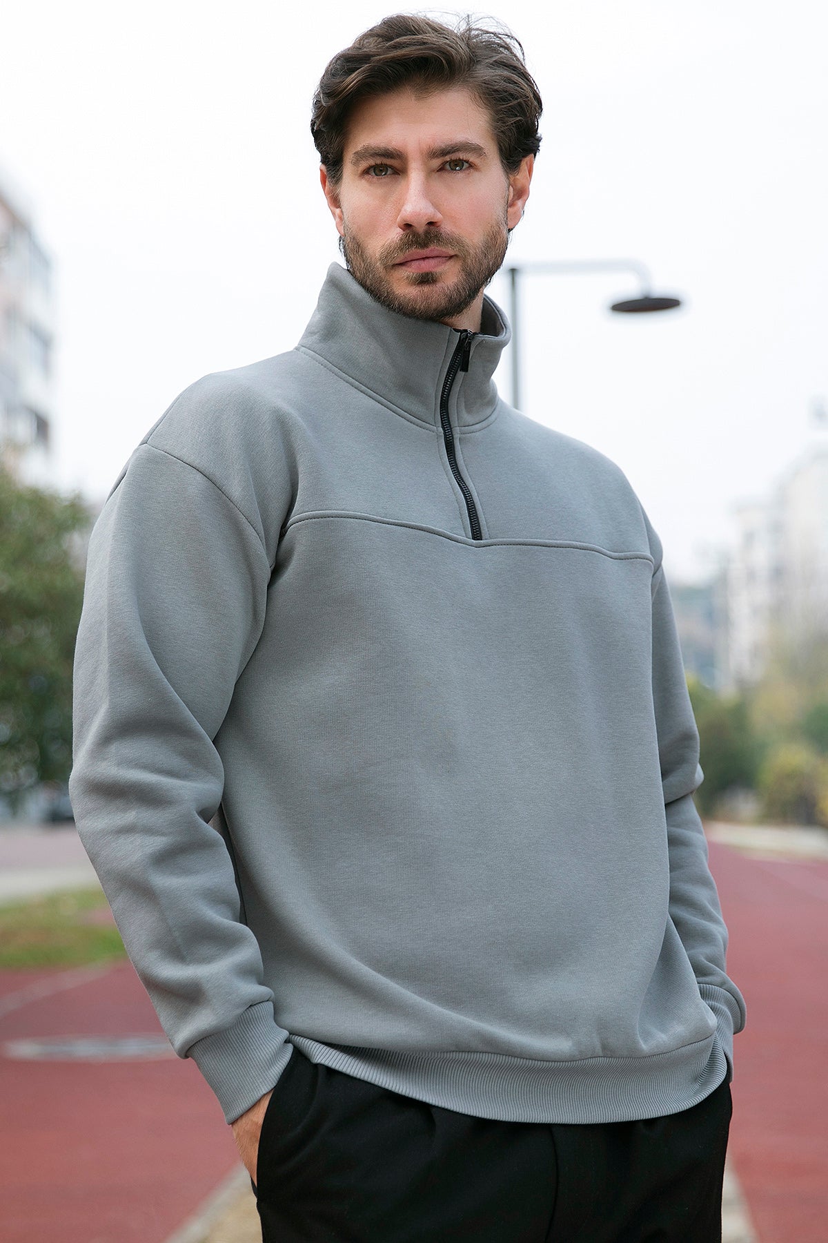 Buratti Regular Fit Pamuklu İçi Tüylü Yumuşak Şardonlu Kışlık Erkek Sweat 59053431 AÇIK HAKİ