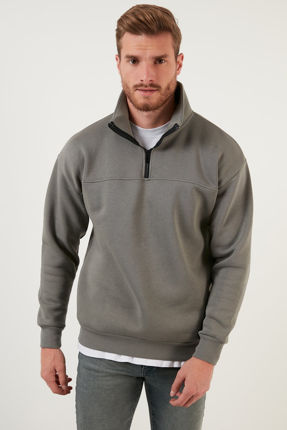 Buratti Regular Fit Pamuklu İçi Tüylü Yumuşak Şardonlu Kışlık Erkek Sweat 59053431 AÇIK HAKİ