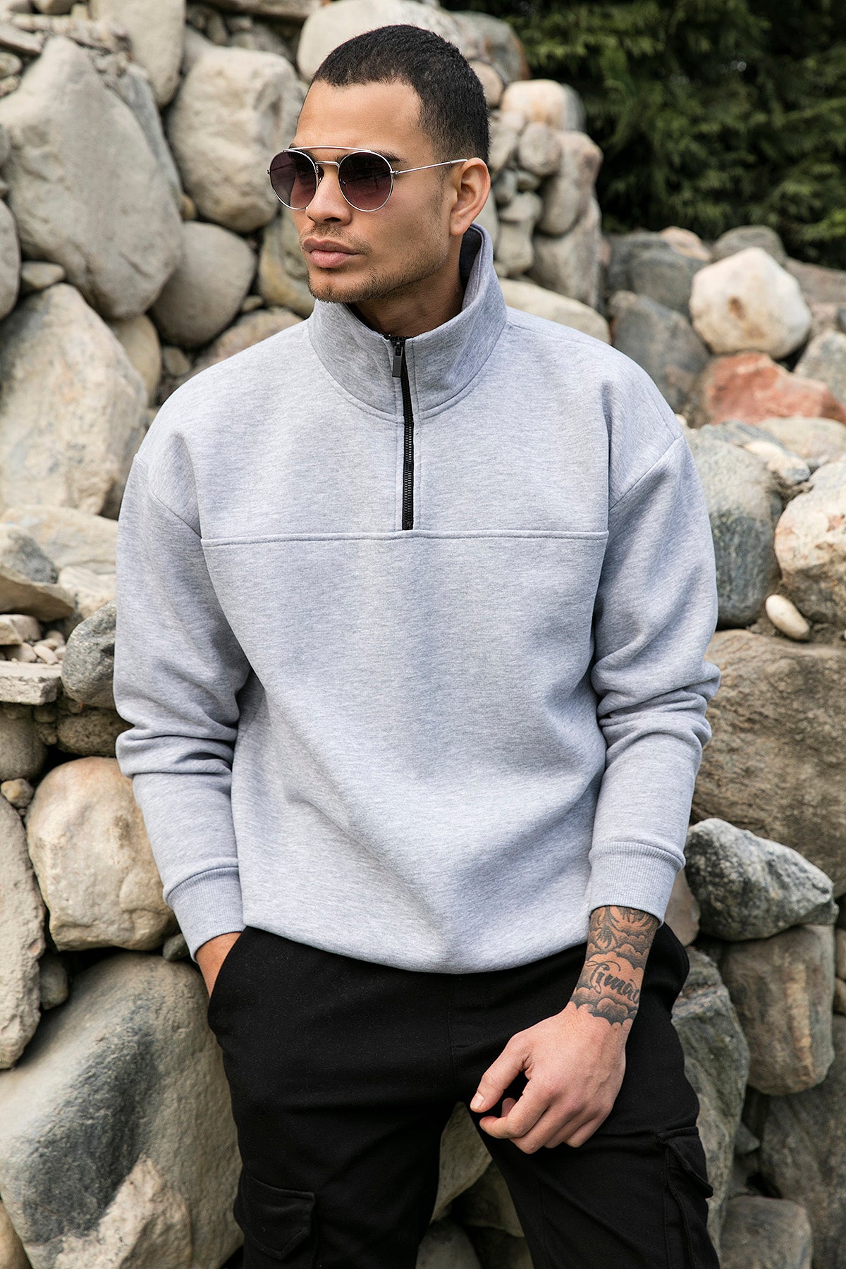 Buratti Regular Fit Pamuklu İçi Tüylü Yumuşak Şardonlu Kışlık Erkek Sweat 59053431 GRİ MELANJ