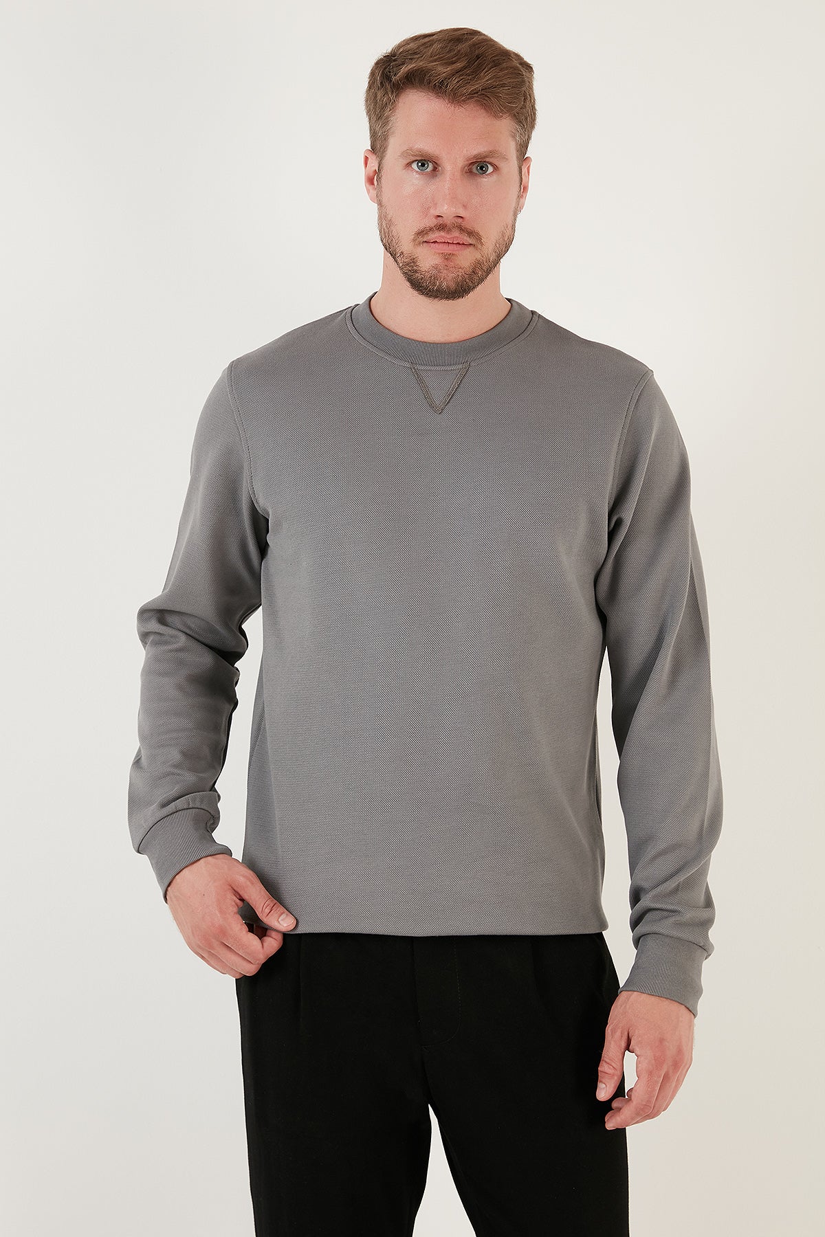 Buratti Pamuklu Regular Fit Bisiklet Yaka Erkek Sweat 5905453 AÇIK HAKİ