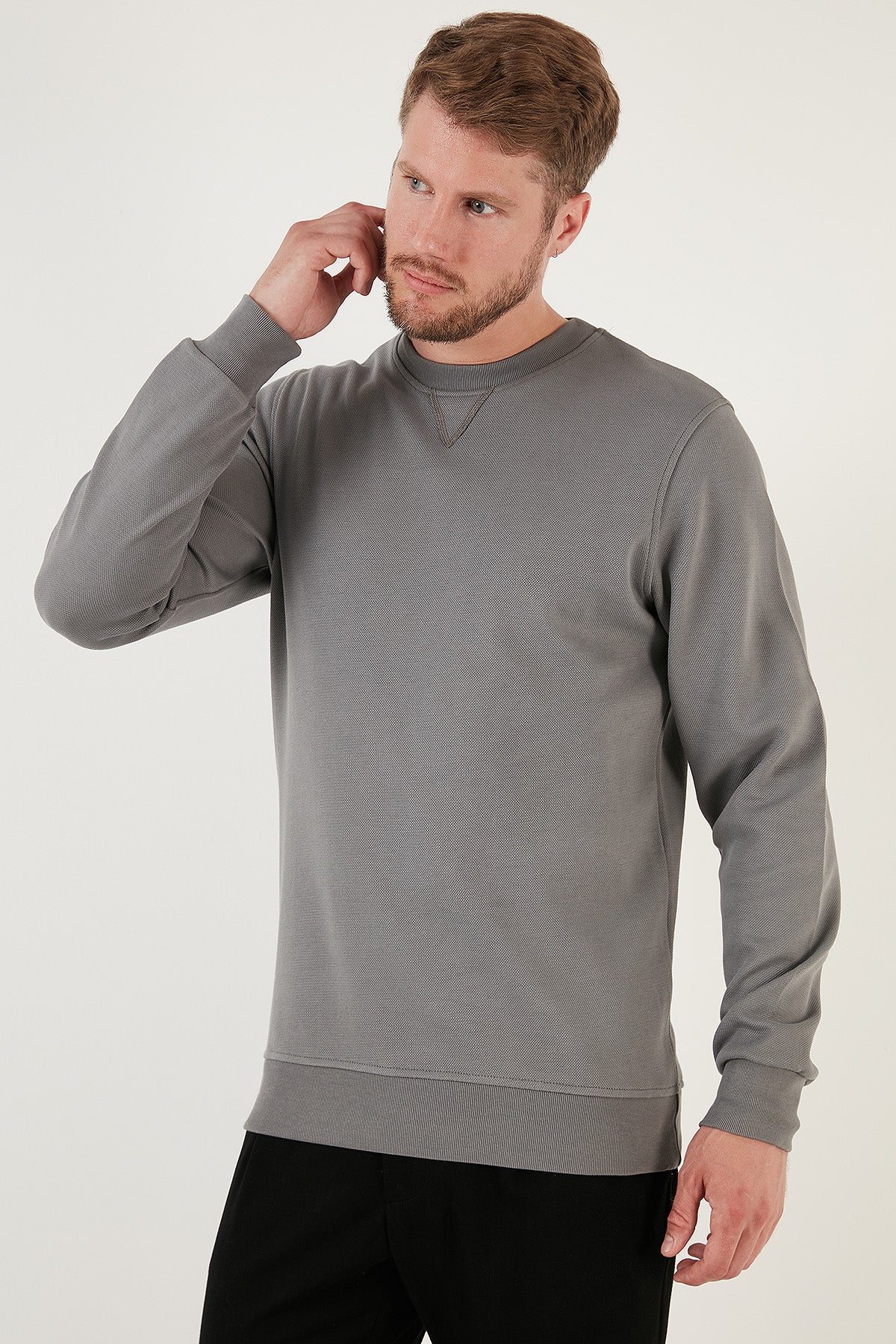 Buratti Pamuklu Regular Fit Bisiklet Yaka Erkek Sweat 5905453 AÇIK HAKİ