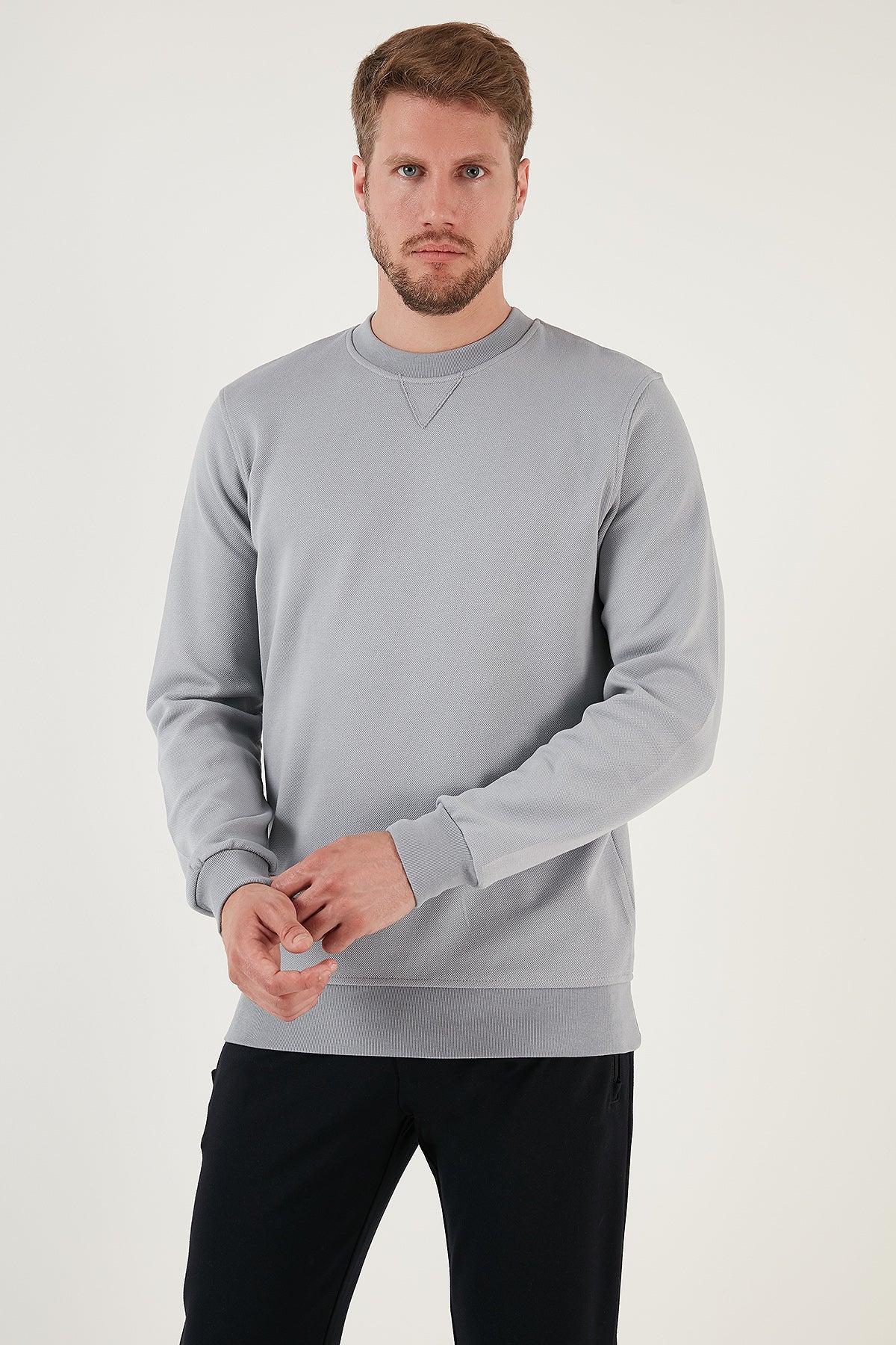 Buratti Pamuklu Regular Fit Bisiklet Yaka Erkek Sweat 5905453 AÇIK GRİ