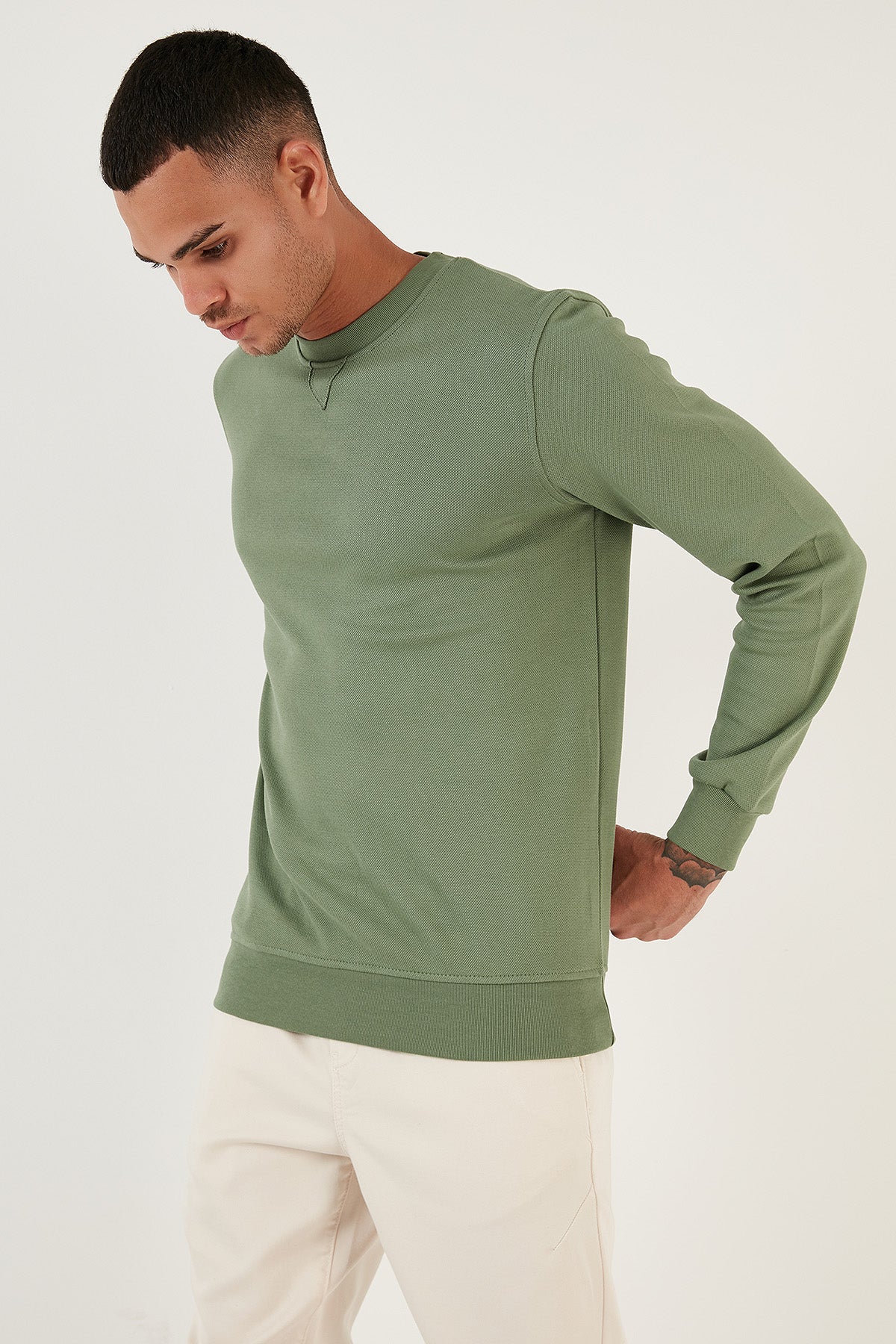 Buratti Pamuklu Regular Fit Bisiklet Yaka Erkek Sweat 5905453 Elma