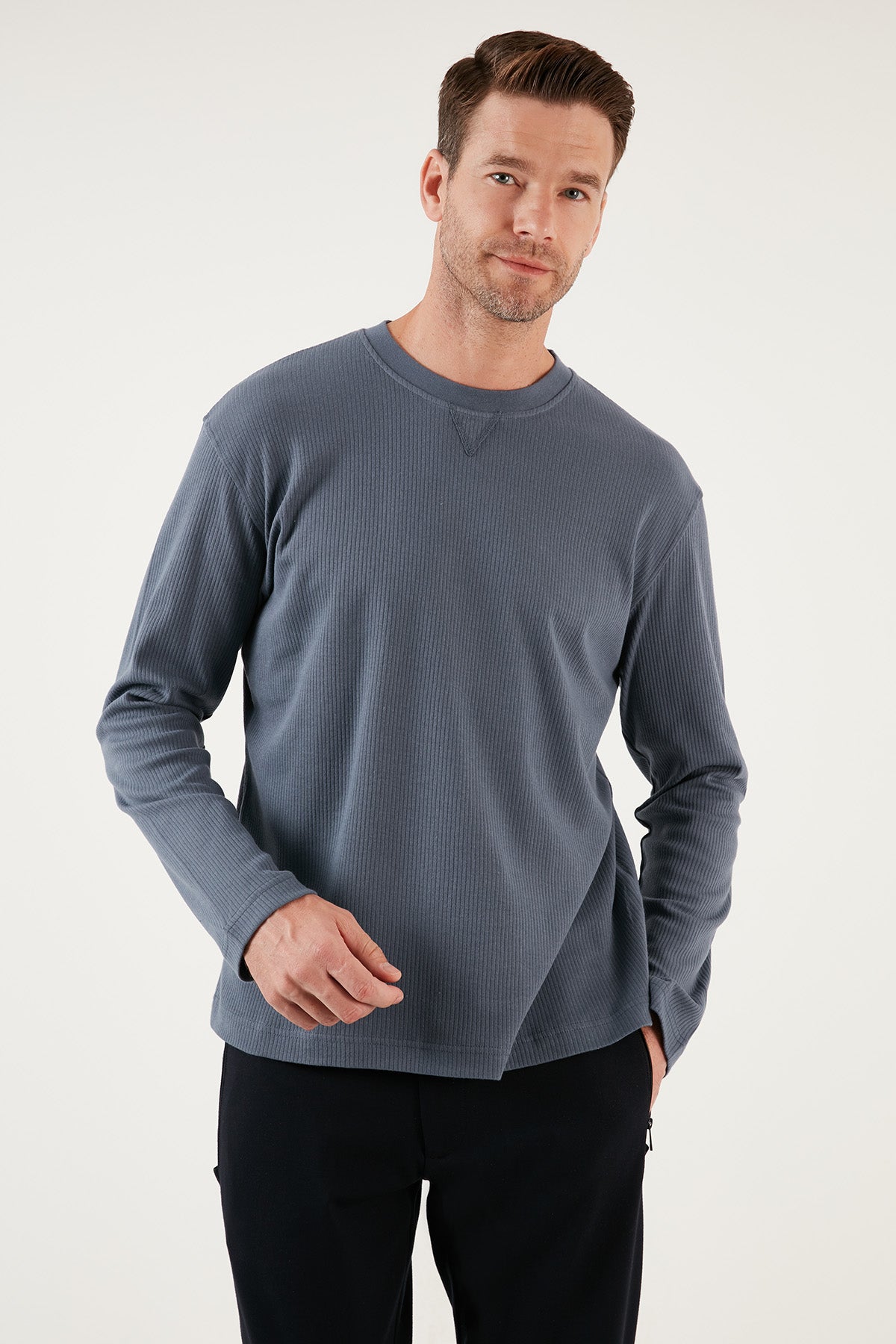 Buratti % 100 Pamuklu Bisiklet Yaka Regular Fit Erkek Sweat 5905503 MAVİ