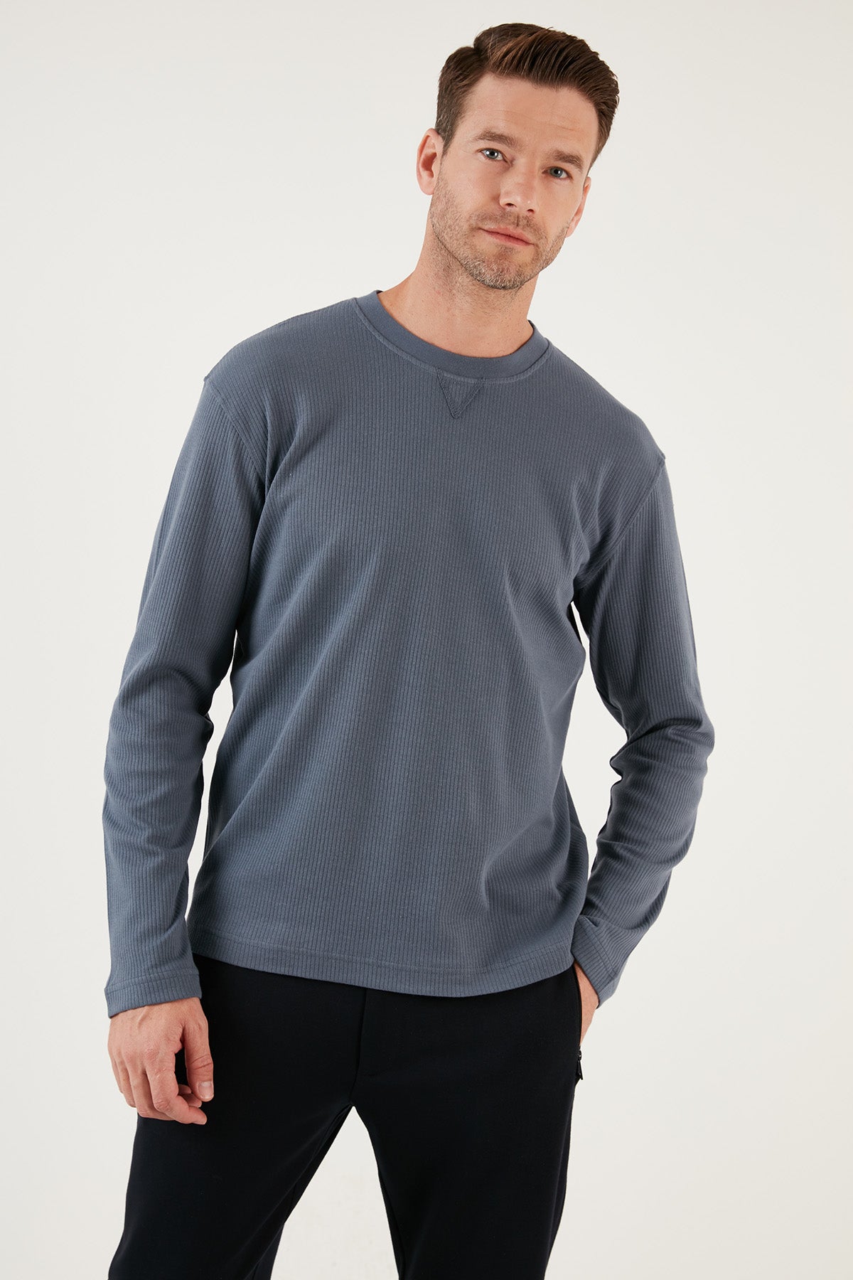 Buratti % 100 Pamuklu Bisiklet Yaka Regular Fit Erkek Sweat 5905503 MAVİ