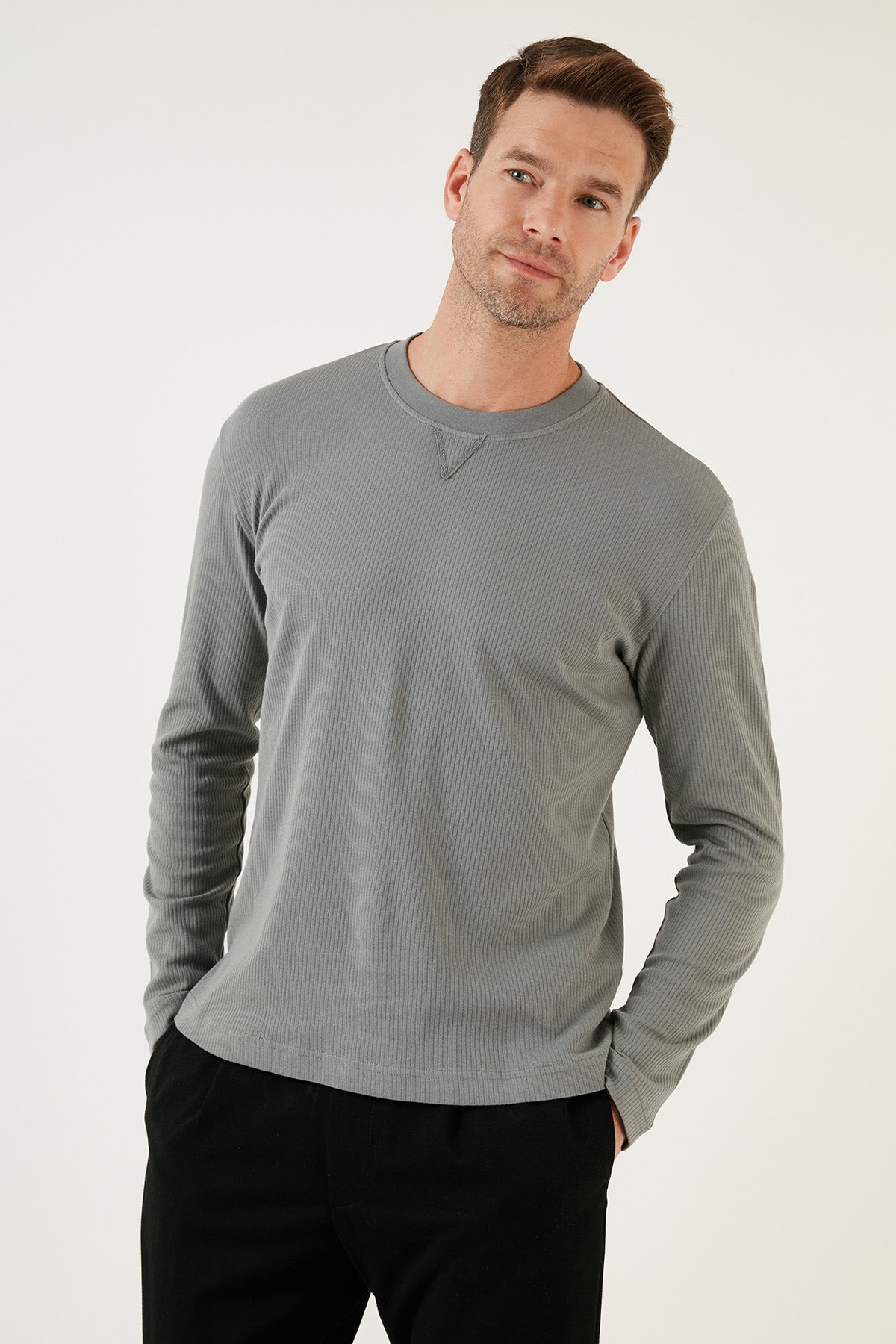 Buratti % 100 Pamuklu Bisiklet Yaka Regular Fit Erkek Sweat 5905503 AÇIK HAKİ