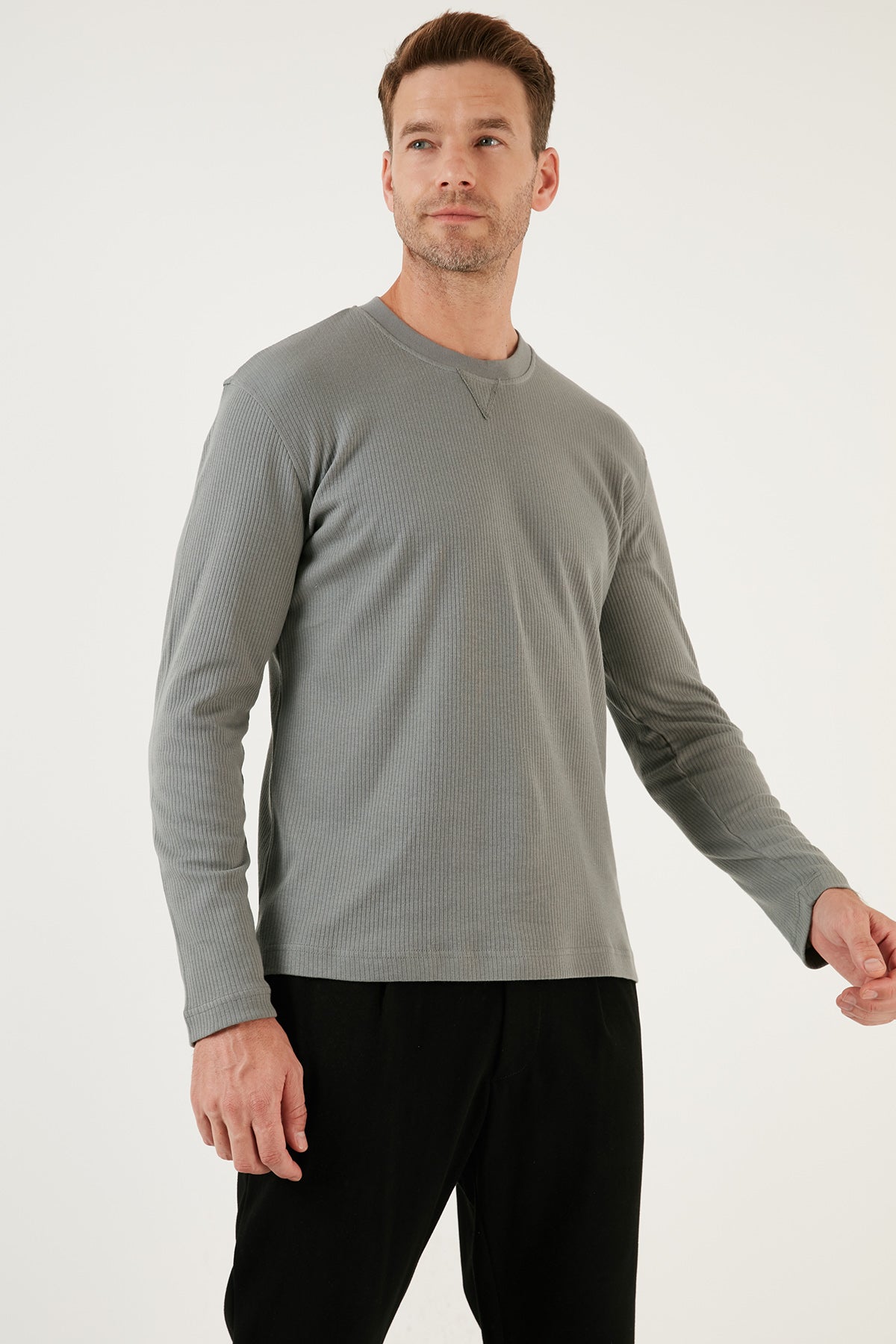 Buratti % 100 Pamuklu Bisiklet Yaka Regular Fit Erkek Sweat 5905503 AÇIK HAKİ