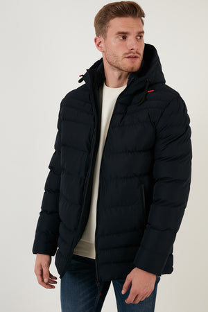 Buratti Slim Fit Kapüşonlu Cepli Erkek Mont 6274818 LACİVERT