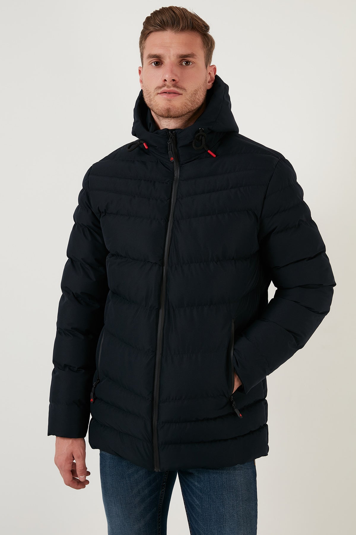 Buratti Slim Fit Kapüşonlu Cepli Erkek Mont 6274818 LACİVERT