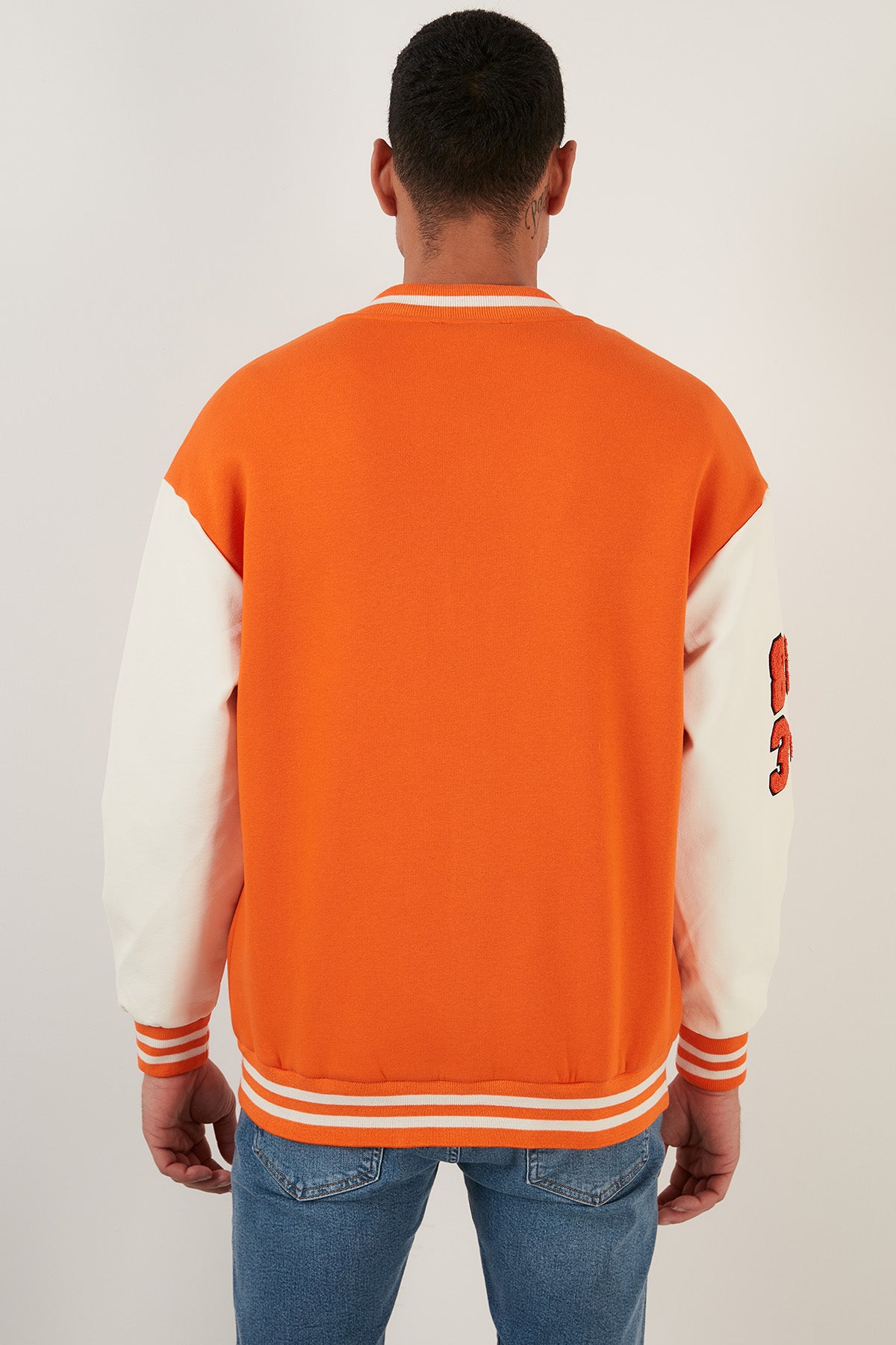 Buratti Oversize Kolej Yaka Cepli Bomber Erkek Ceket 628MNH171 ORANGE