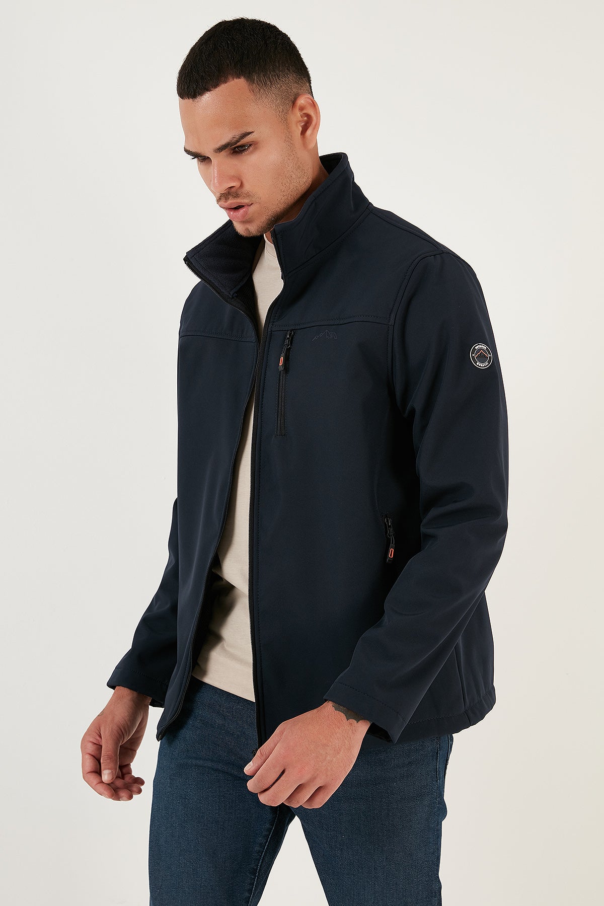 Buratti Su İtici Slim Fit Dik Yaka Softshell İnce Erkek Mont 649003 LACİVERT