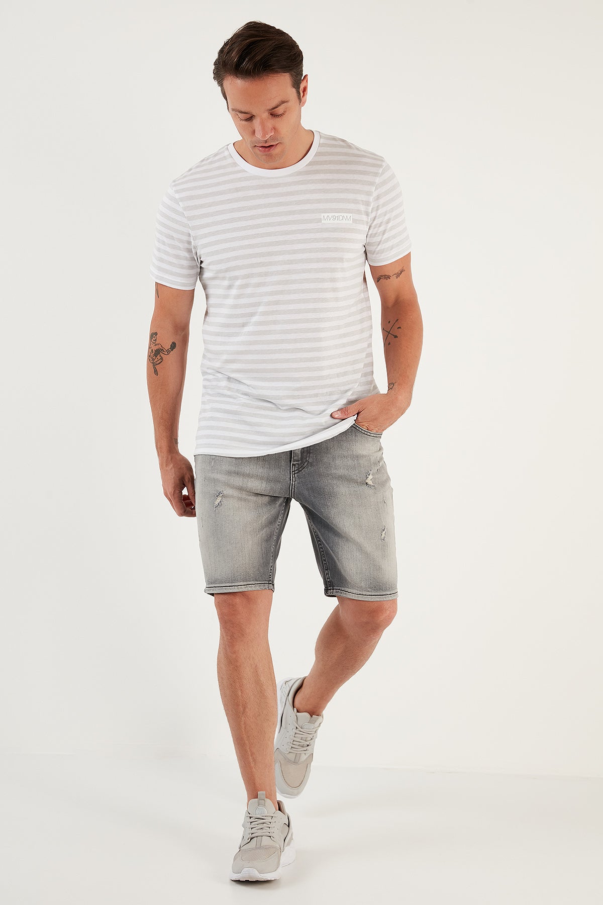 Buratti Pamuklu Normal Bel Slim Fit Kot Erkek Short 4501M22IBIZA GRİ