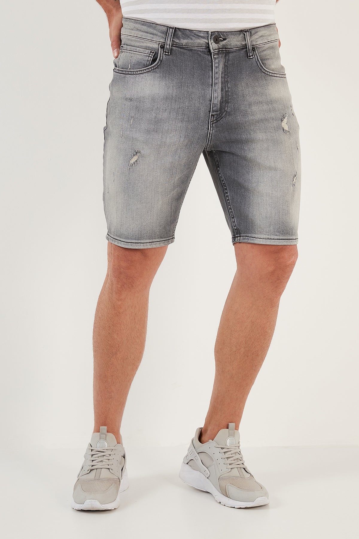 Buratti Pamuklu Normal Bel Slim Fit Kot Erkek Short 4501M22IBIZA GRİ