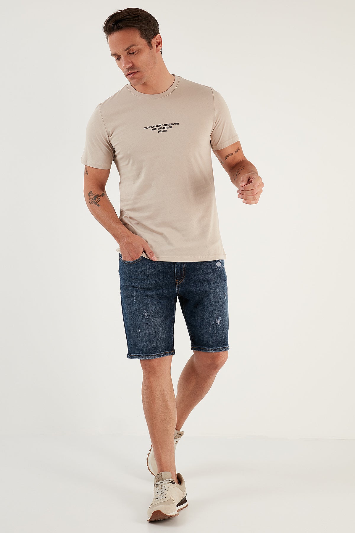 Buratti Pamuklu Normal Bel Slim Fit Kot Erkek Short 4501M23IBIZA KOYU MAVİ