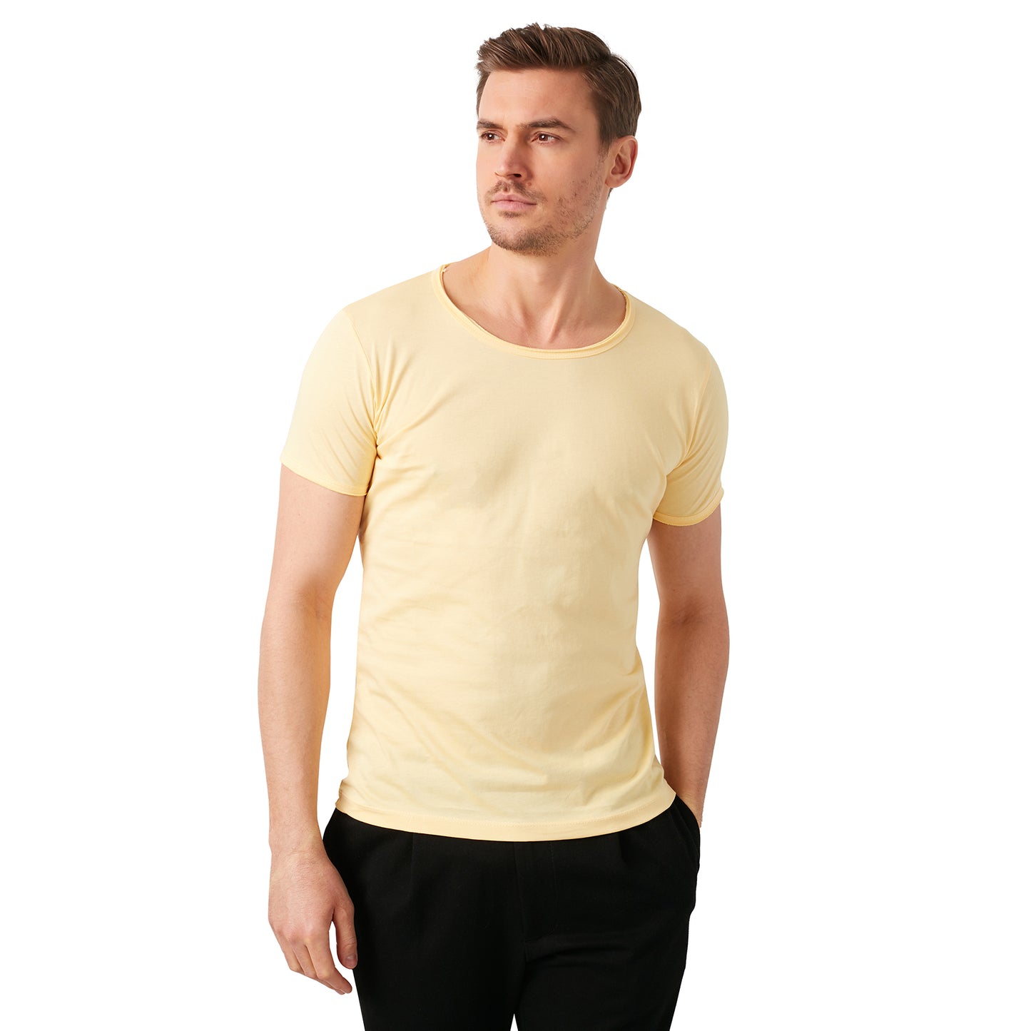 Buratti % 100 Pamuklu Bisiklet Yaka Basic Erkek T Shirt 5412008 SARI