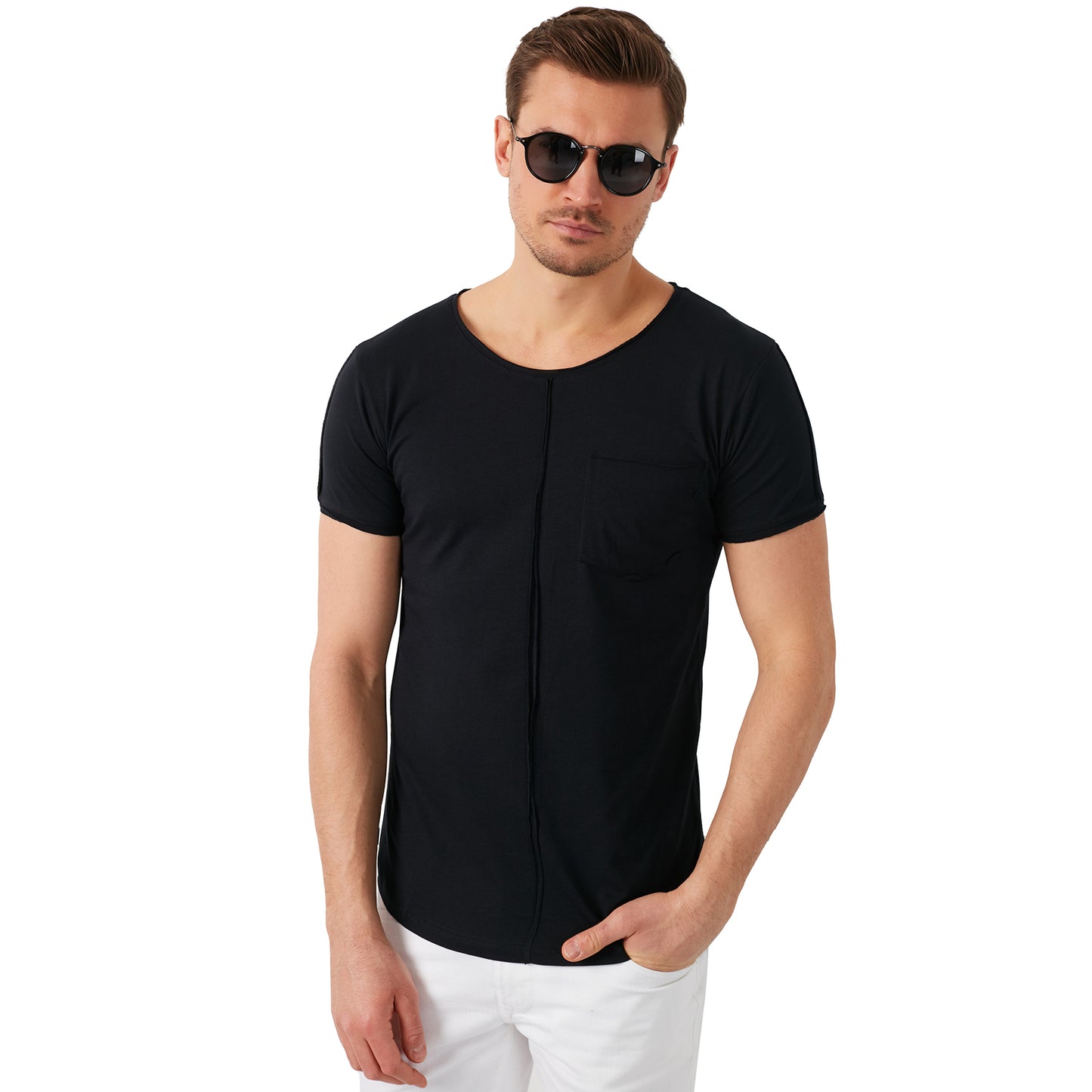 Buratti Pamuklu Slim Fit Bisiklet Yaka Cepli Erkek T Shirt 5412020 SİYAH