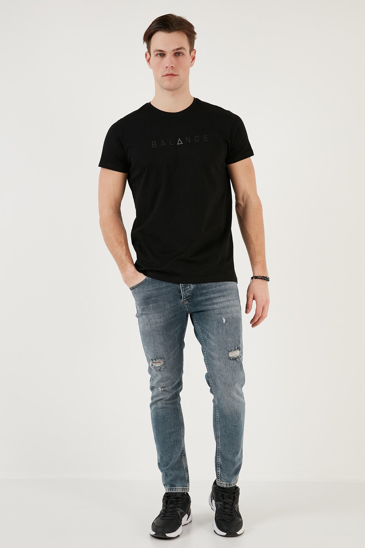 Buratti Pamuklu Slim Fit Bisiklet Yaka Erkek T Shirt 541BALANCE SİYAH