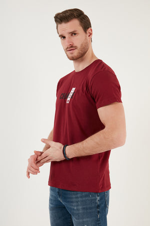 Buratti Pamuklu Slim Fit Bisiklet Yaka Erkek T Shirt 541CHANGE24 BORDO