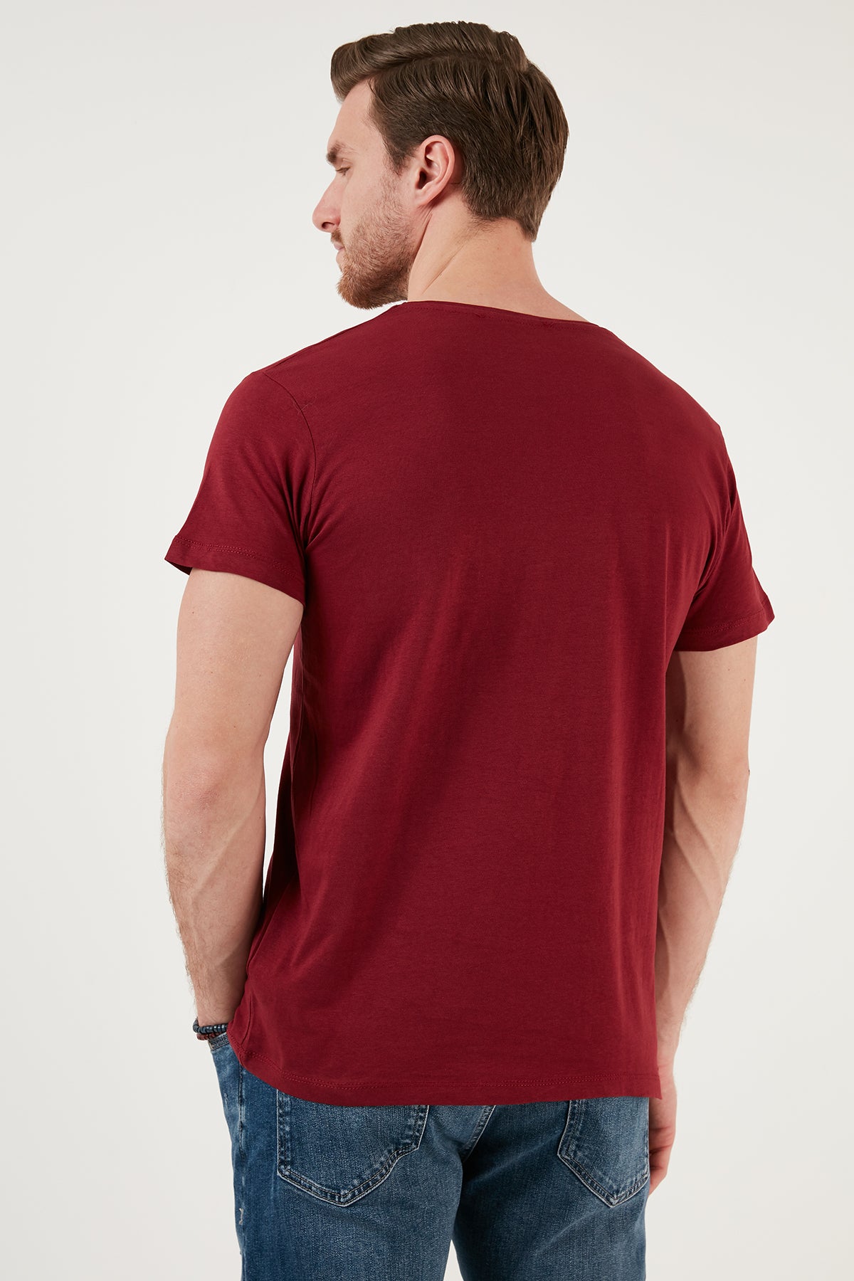 Buratti Pamuklu Slim Fit Bisiklet Yaka Erkek T Shirt 541CHANGE24 BORDO