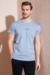 Buratti Bisiklet Yaka % 100 Pamuk Slim Fit Erkek T Shirt 541IFIT İNDİGO