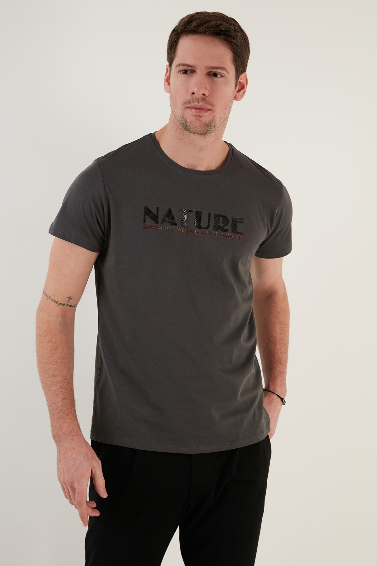 Buratti Erkek T Shirt 541NATURE KOYU GRİ