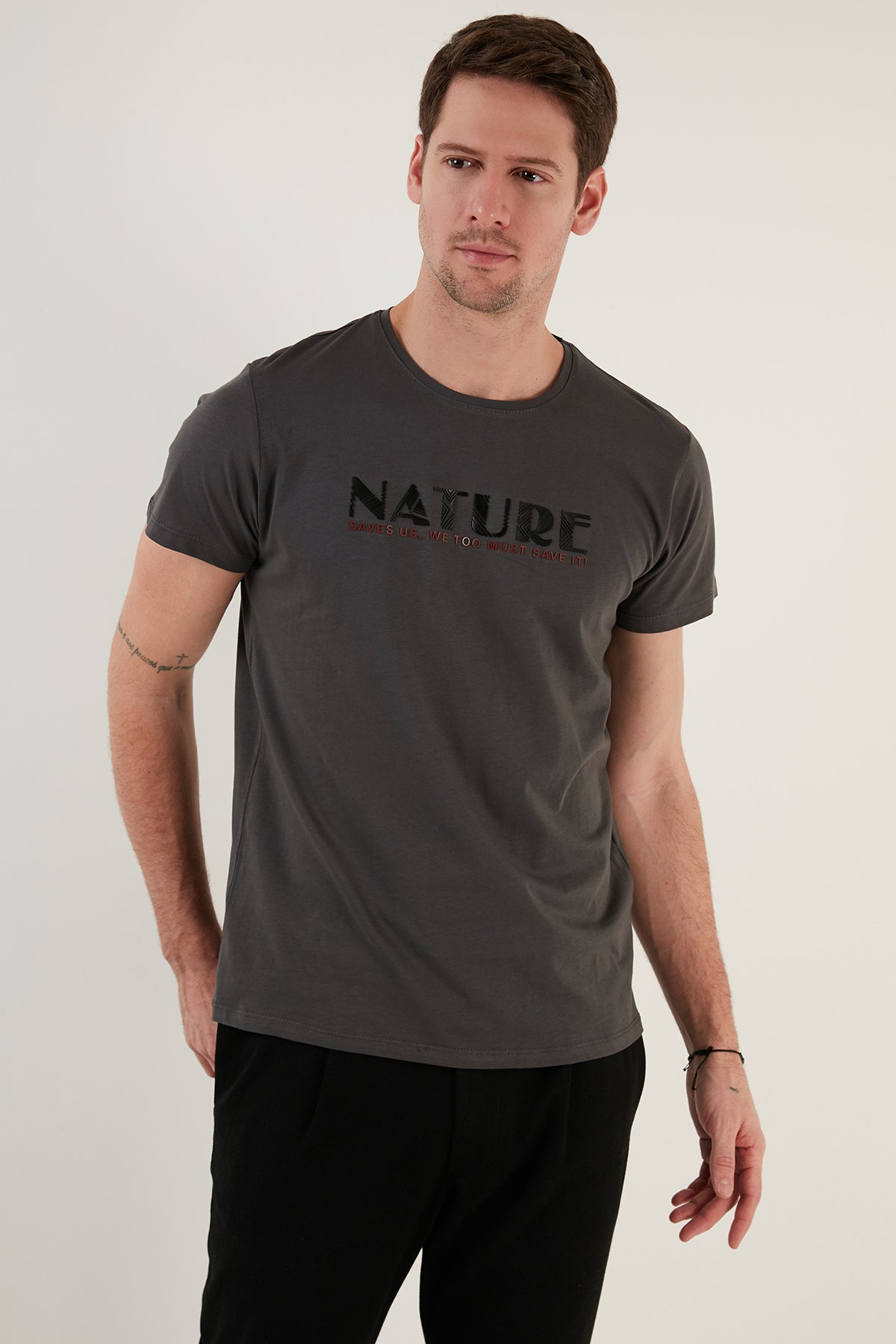 Buratti Erkek T Shirt 541NATURE KOYU GRİ