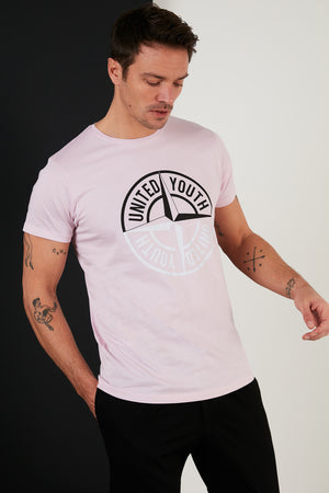 Buratti Baskılı Bisiklet Yaka % 100 Pamuk Slim Fit Erkek T Shirt 541PUSULA AÇIK PEMBE