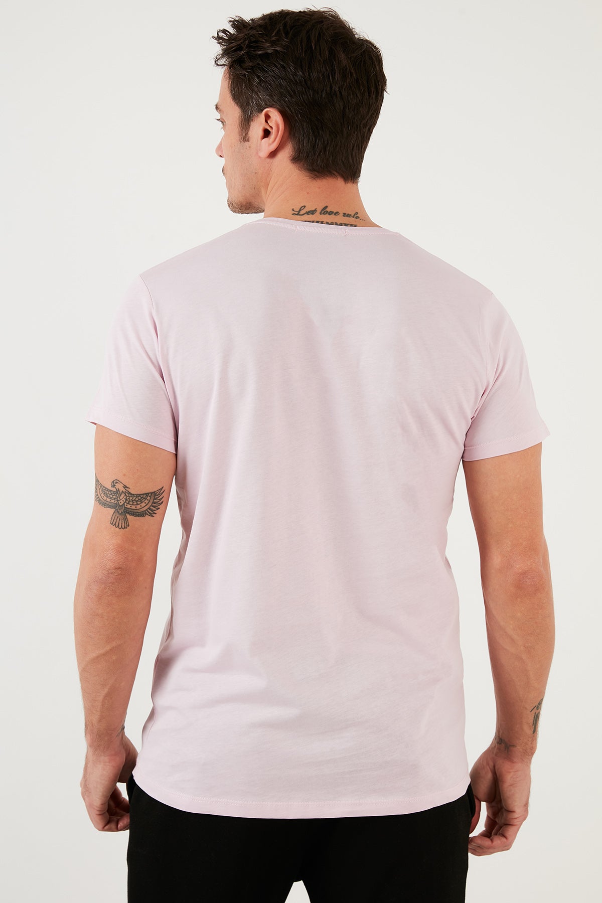 Buratti Baskılı Bisiklet Yaka % 100 Pamuk Slim Fit Erkek T Shirt 541PUSULA AÇIK PEMBE