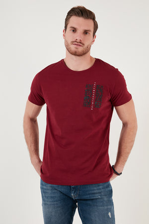 Buratti Bisiklet Yaka % 100 Pamuk Slim Fit Erkek T Shirt 541QUINT BORDO