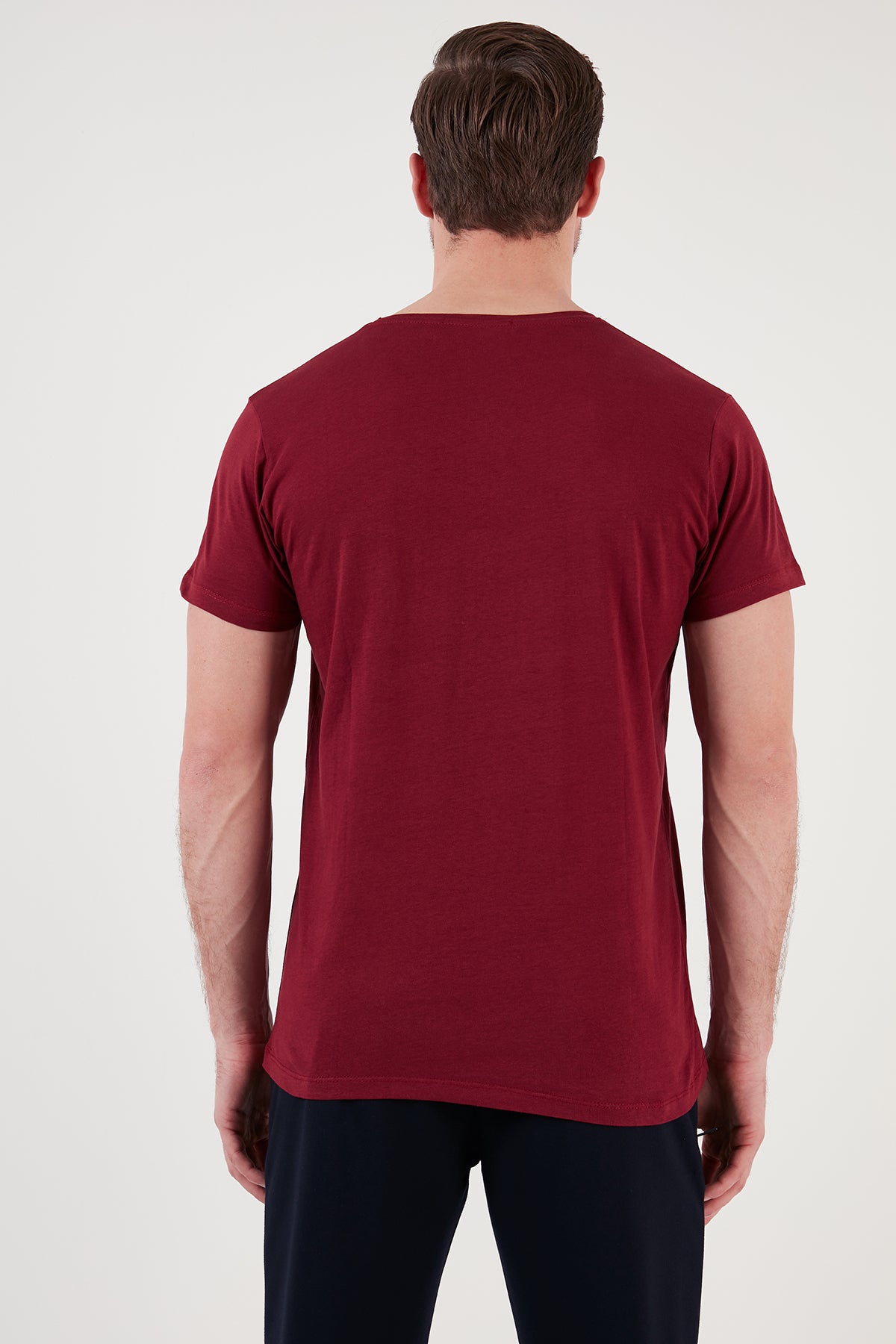 Buratti Bisiklet Yaka % 100 Pamuklu Slim Fit Erkek T Shirt 541REWORK BORDO