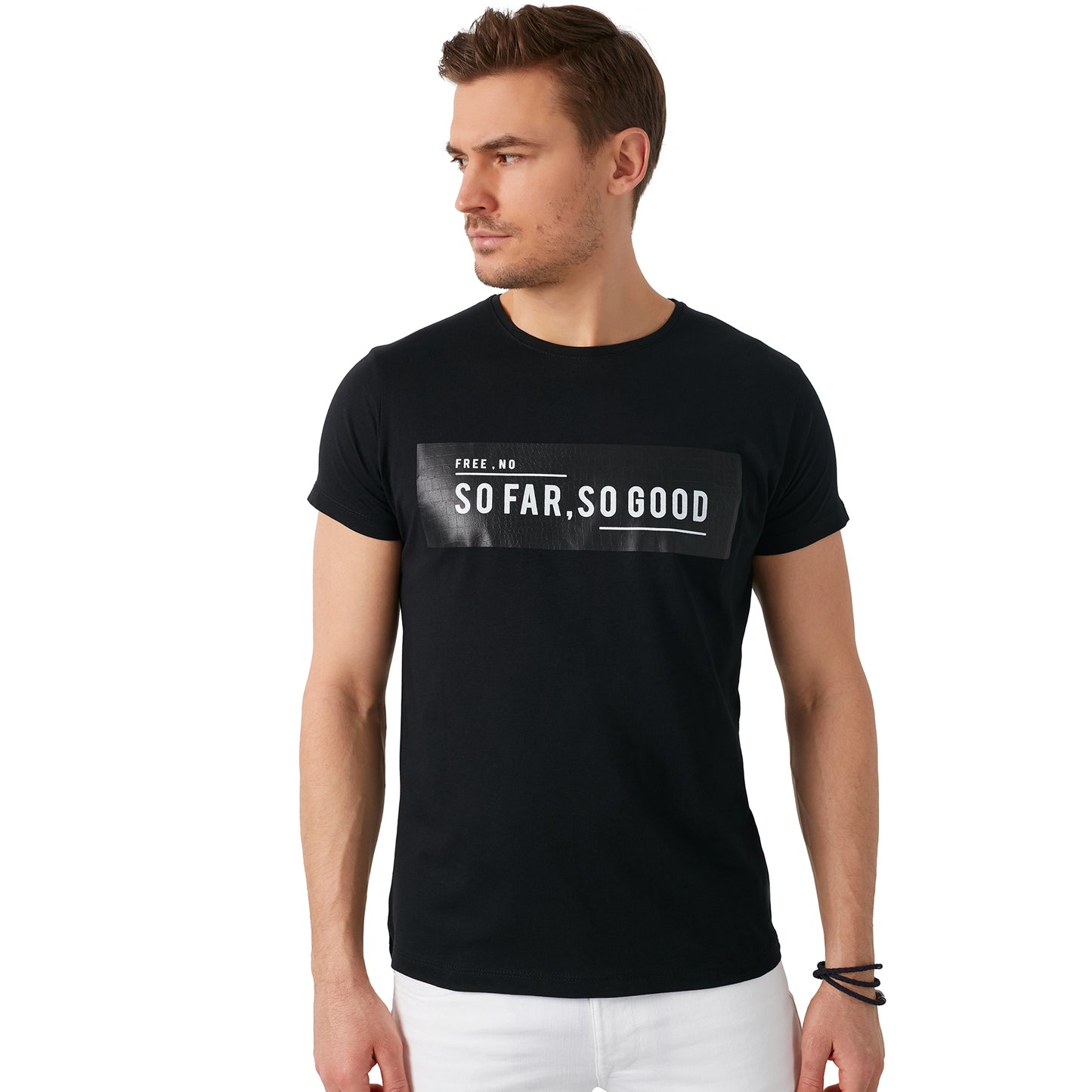 Buratti Baskılı Bisiklet Yaka % 100 Pamuk Erkek T Shirt 541SOFARGOOD SİYAH