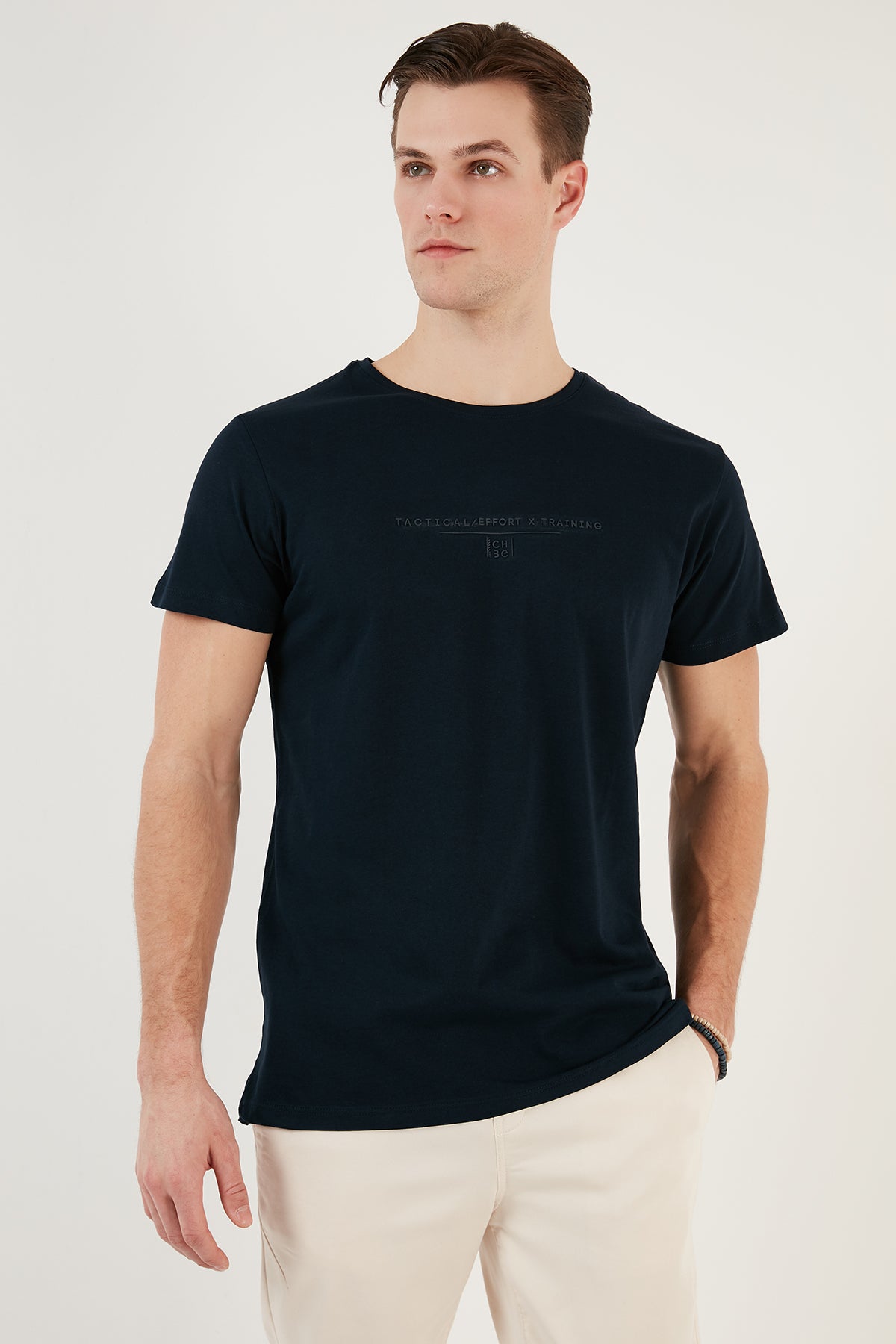 Buratti Bisiklet Yaka % 100 Pamuk Slim Fit Erkek T Shirt 541TACTICAL LACİVERT