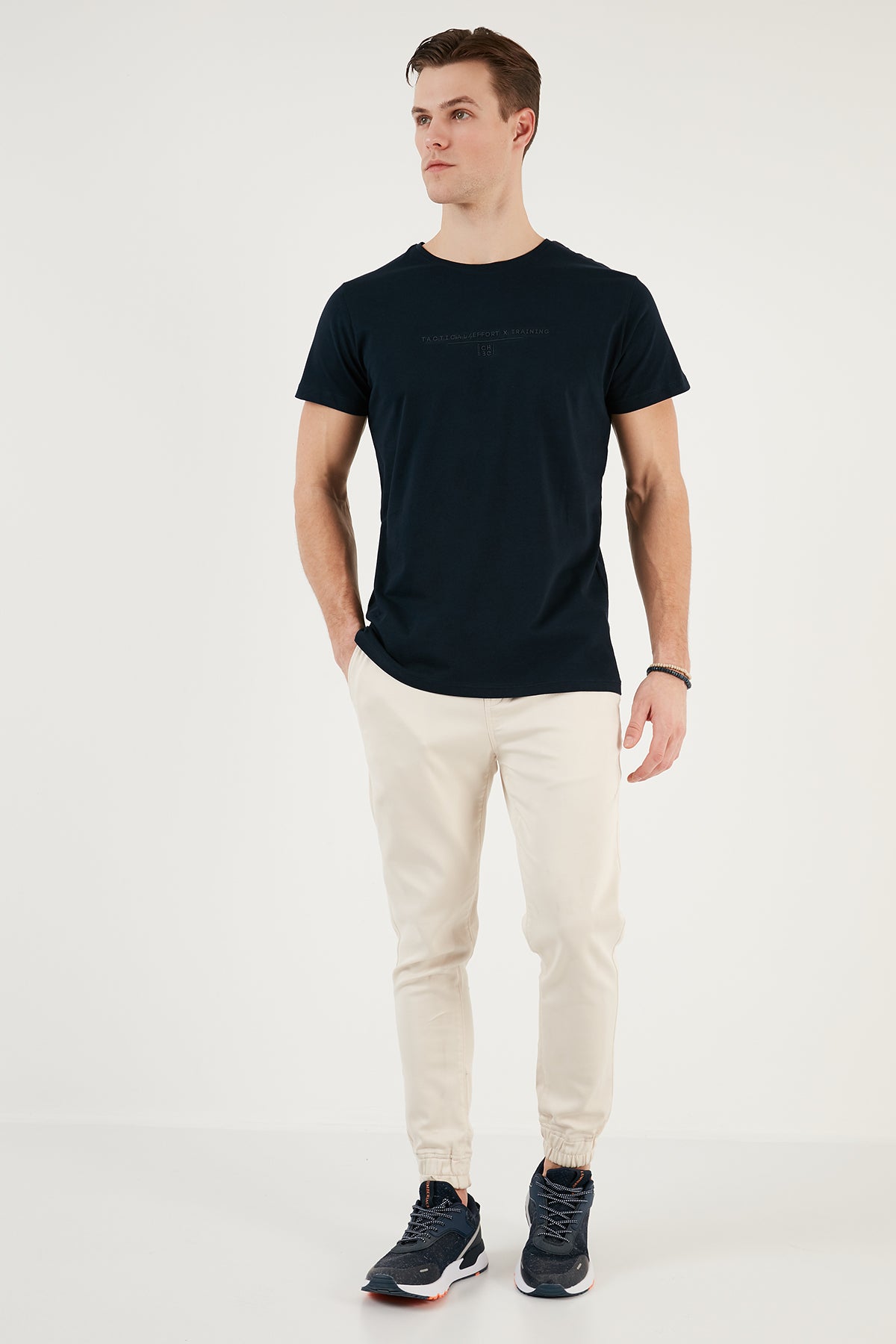 Buratti Bisiklet Yaka % 100 Pamuk Slim Fit Erkek T Shirt 541TACTICAL LACİVERT