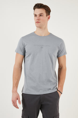 Buratti Bisiklet Yaka % 100 Pamuk Slim Fit Erkek T Shirt 541TACTICAL AÇIK GRİ