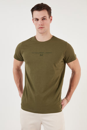 Buratti Bisiklet Yaka % 100 Pamuk Slim Fit Erkek T Shirt 541TACTICAL HAKİ